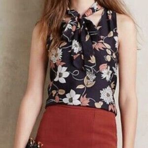 Mauve Anthropologie tie neck sleeveless silk top size 4